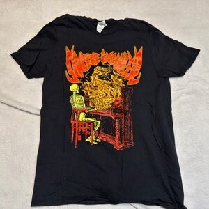 Gildan Black Tee with Fiery Skeleton Graphic
